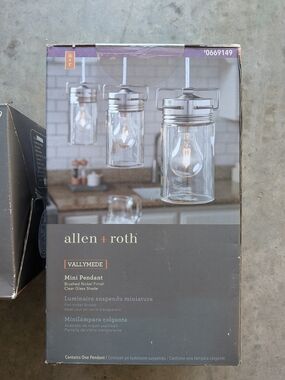 Allen+Roth Vallymede Brushed Nickel Mini Pendant Light in Clear Glass - Bundle